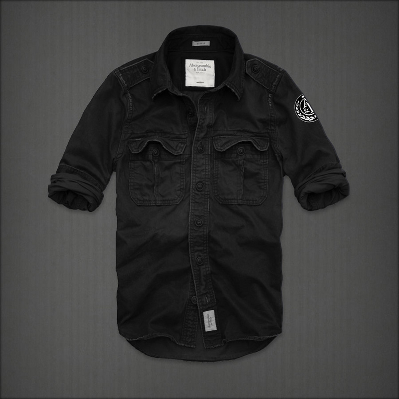 Abercrombie Fitch Hombres Lavado Algodón Camisa AF7041